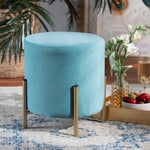 Load image into Gallery viewer, Baxton Studio Thurman Contemporary Glam And Luxe Sky Blue Velvet Fabric Upholstered And Gold Finished Metal Ottoman
