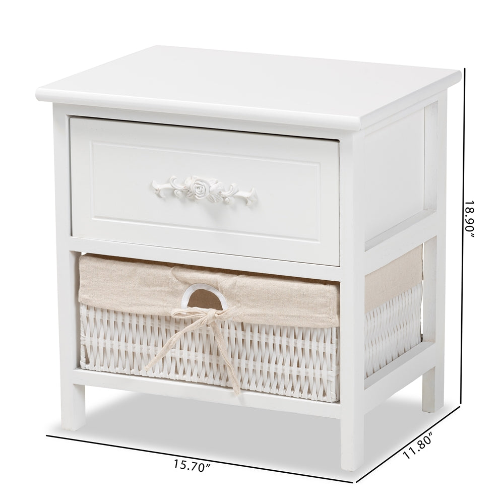 Baxton Studio Madelia Modern And Contemporary White Finished Wood And 1-Drawer Nightstand