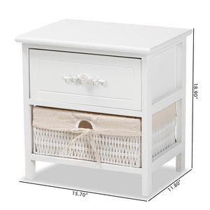 Baxton Studio Madelia Modern And Contemporary White Finished Wood And 1-Drawer Nightstand