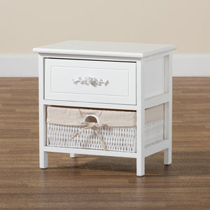 Baxton Studio Madelia Modern And Contemporary White Finished Wood And 1-Drawer Nightstand