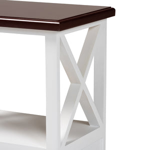 Baxton Studio Vesta Modern And Contemporary Two-Tone White And Dark Brown Finished Wood 1-Drawer End Table