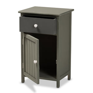 Baxton Studio Barend Mid-Century Modern Two-Tone Grey And Charcoal Finished Wood 1-Drawer Storage Cabinet