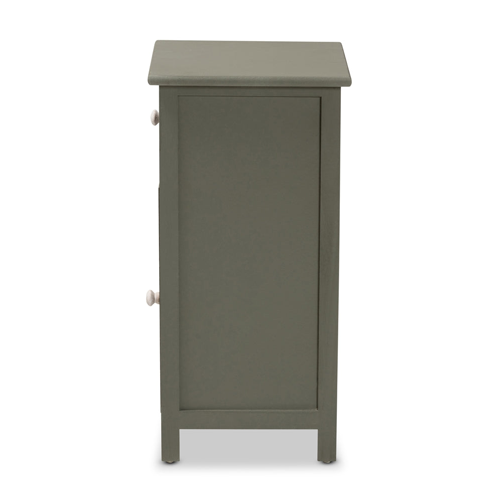 Baxton Studio Barend Mid-Century Modern Two-Tone Grey And Charcoal Finished Wood 1-Drawer Storage Cabinet