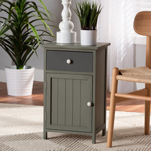 Baxton Studio Barend Mid-Century Modern Two-Tone Grey And Charcoal Finished Wood 1-Drawer Storage Cabinet