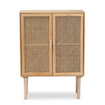 Load image into Gallery viewer, Baxton Studio Maclean Mid-Century Modern Rattan And Natural Brown Finished Wood 2-Door Storage Cabinet
