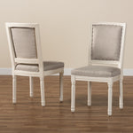 Load image into Gallery viewer, Baxton Studio Louane Traditional French Inspired Grey Fabric Upholstered And White Finished Wood 2-Piece Dining Chair Set
