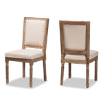 Load image into Gallery viewer, Baxton Studio Louane Traditional French Inspired Beige Fabric Upholstered And Antique Brown Finished Wood 2-Piece Dining Chair Set
