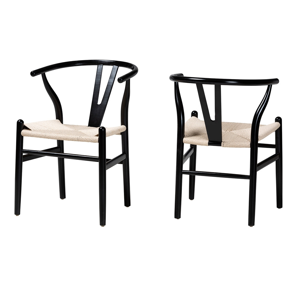 Baxton Studio Paxton Modern Black Finished Wood 2-Piece Dining Chair Set