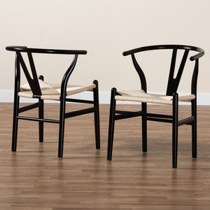 Baxton Studio Paxton Modern Black Finished Wood 2-Piece Dining Chair Set