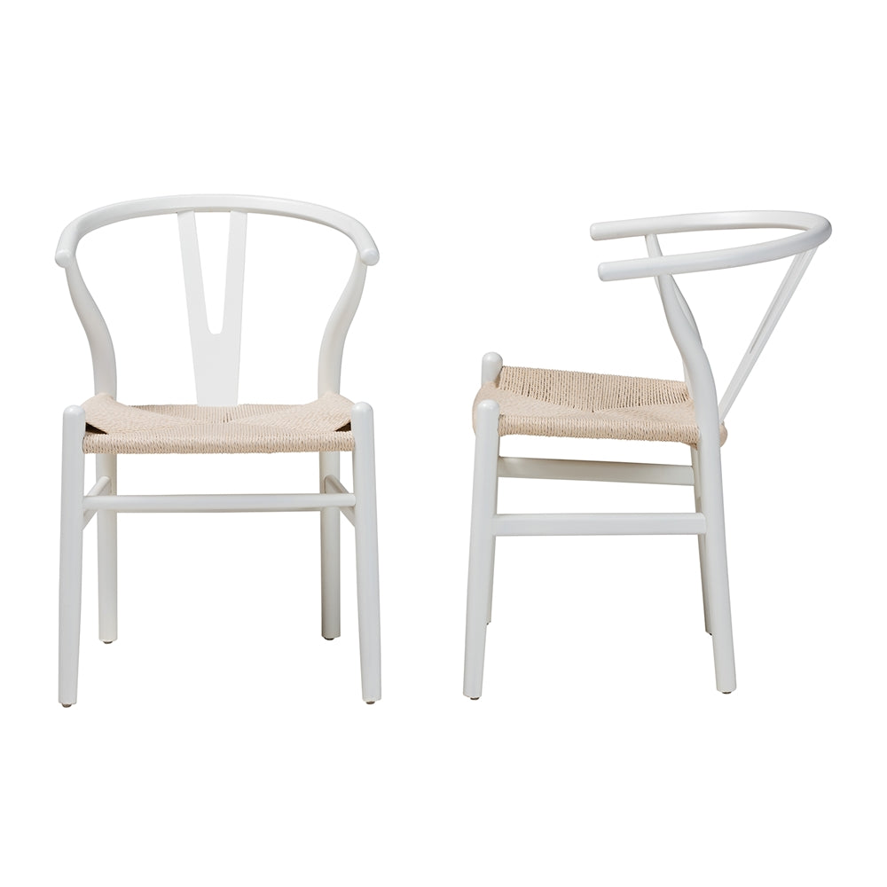 Baxton Studio Paxton Modern White Finished Wood 2-Piece Dining Chair Set