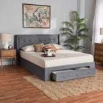 Load image into Gallery viewer, Baxton Studio Noella Modern And Contemporary Grey Velvet Fabric Upholstered Queen Size 1-Drawer Platform Storage Bed
