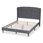 Load image into Gallery viewer, Baxton Studio Joanna Modern And Contemporay Grey Velvet Fabric Upholstered And Dark Brown Finished Wood Queen Size Platform Bed
