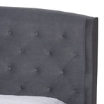 Load image into Gallery viewer, Baxton Studio Joanna Modern And Contemporay Grey Velvet Fabric Upholstered And Dark Brown Finished Wood King Size Platform Bed
