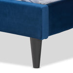 Load image into Gallery viewer, Baxton Studio Joanna Modern And Contemporay Navy Blue Velvet Fabric Upholstered And Dark Brown Finished Wood King Size Platform Bed
