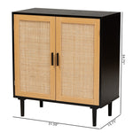 Load image into Gallery viewer, Baxton Studio Maureen Mid-Century Modern Espresso Brown Wood And Rattan 2-Door Storage Cabinet
