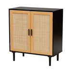 Load image into Gallery viewer, Baxton Studio Maureen Mid-Century Modern Espresso Brown Wood And Rattan 2-Door Storage Cabinet
