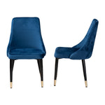 Load image into Gallery viewer, Baxton Studio Giada Contemporary Glam And Luxe Navy Blue Velvet Fabric And Dark Brown Finished Wood 2-Piece Dining Chair Set
