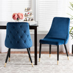 Load image into Gallery viewer, Baxton Studio Giada Contemporary Glam And Luxe Navy Blue Velvet Fabric And Dark Brown Finished Wood 2-Piece Dining Chair Set
