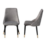 Load image into Gallery viewer, Baxton Studio Giada Contemporary Glam And Luxe Grey Velvet Fabric And Dark Brown Finished Wood 2-Piece Dining Chair Set
