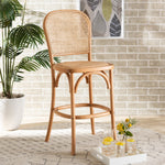 Load image into Gallery viewer, Baxton Studio Vance Mid-Century Modern Brown Woven Rattan And Wood Cane Counter Stool
