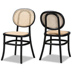 Load image into Gallery viewer, Baxton Studio Garold Mid-Century Modern Brown Woven Rattan And Black Wood 2-Piece Cane Dining Chair Set
