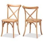 Load image into Gallery viewer, Baxton Studio Tartan Mid-Century Modern Brown Woven Rattan And Wood 2-Piece Dining Chair Set
