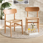 Load image into Gallery viewer, Baxton Studio Raheem Mid-Century Modern Brown Hemp And Wood 2-Piece Dining Chair Set
