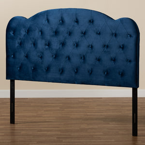 BAXTON STUDIO CLOVIS MODERN AND CONTEMPORARY NAVY BLUE VELVET FABRIC UPHOLSTERED KING SIZE HEADBOARD