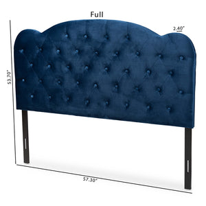 Baxton Studio Clovis Modern And Contemporary Navy Blue Velvet Fabric Upholstered King Size Headboard