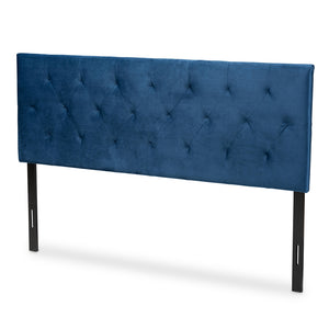 Baxton Studio Felix Modern And Contemporary Navy Blue Velvet Fabric Upholstered King Size Headboard