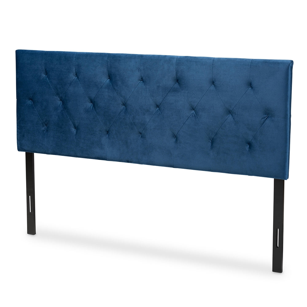 Baxton Studio Felix Modern And Contemporary Navy Blue Velvet Fabric Upholstered Queen Size Headboard