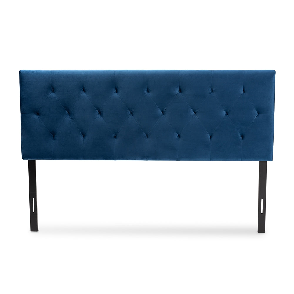 Baxton Studio Felix Modern And Contemporary Navy Blue Velvet Fabric Upholstered King Size Headboard