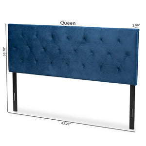 Baxton Studio Felix Modern And Contemporary Navy Blue Velvet Fabric Upholstered Queen Size Headboard