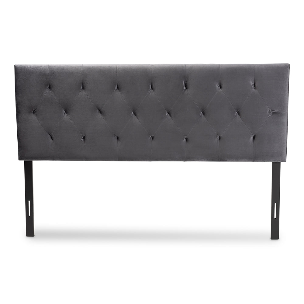 Baxton Studio Felix Modern And Contemporary Grey Velvet Fabric Upholstered King Size Headboard