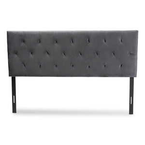 Baxton Studio Felix Modern And Contemporary Grey Velvet Fabric Upholstered Queen Size Headboard