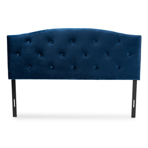 Baxton Studio Leone Modern And Contemporary Navy Blue Velvet Fabric Upholstered Queen Size Headboard