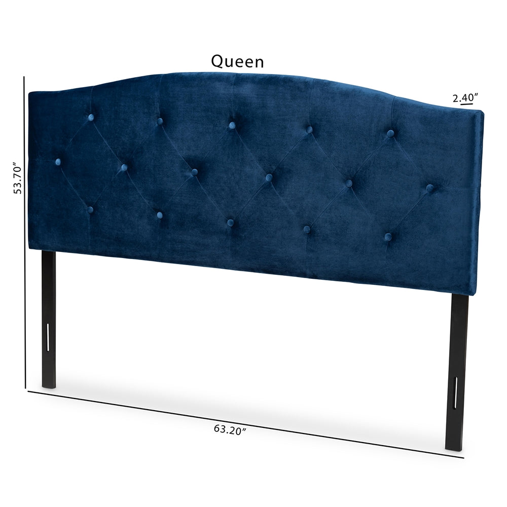 Baxton Studio Leone Modern And Contemporary Navy Blue Velvet Fabric Upholstered King Size Headboard