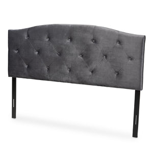 Baxton Studio Leone Modern And Contemporary Grey Velvet Fabric Upholstered Queen Size Headboard