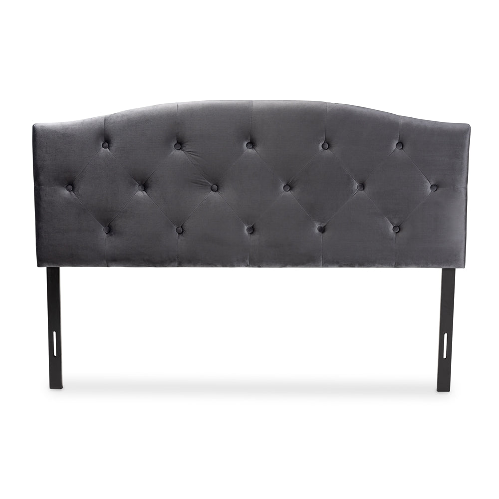 Baxton Studio Leone Modern And Contemporary Grey Velvet Fabric Upholstered Full Size Headboard