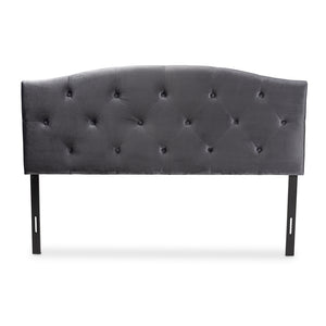 Baxton Studio Leone Modern And Contemporary Grey Velvet Fabric Upholstered King Size Headboard