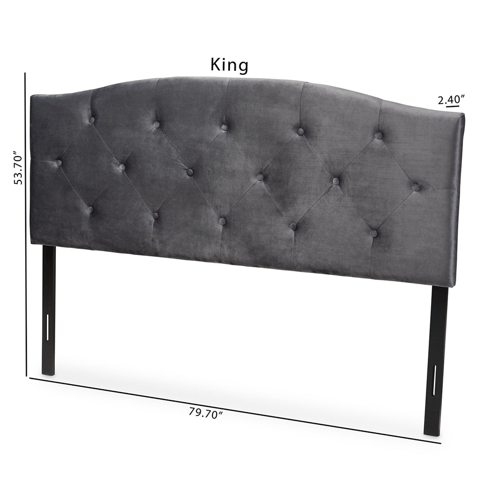 Baxton Studio Leone Modern And Contemporary Grey Velvet Fabric Upholstered Queen Size Headboard