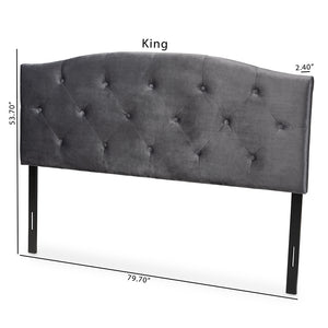 Baxton Studio Leone Modern And Contemporary Grey Velvet Fabric Upholstered King Size Headboard