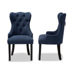 Load image into Gallery viewer, Baxton Studio Fabre Modern Transitional Navy Blue Velvet Fabric Upholstered And Dark Brown Finished Wood 2-Piece Dining Chair Set
