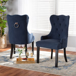 Load image into Gallery viewer, Baxton Studio Fabre Modern Transitional Navy Blue Velvet Fabric Upholstered And Dark Brown Finished Wood 2-Piece Dining Chair Set
