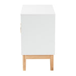 Load image into Gallery viewer, Baxton Studio Kamana Modern And Contemporary Two-Tone White And Oak Brown Finished Wood And Gold Metal 2-Door Storage Cabinet
