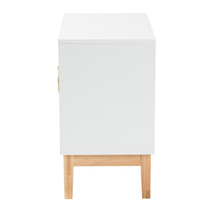 Baxton Studio Kamana Modern And Contemporary Two-Tone White And Oak Brown Finished Wood And Gold Metal 2-Door Storage Cabinet