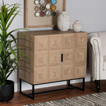 Load image into Gallery viewer, Baxton Studio Darien Modern And Contemporary Natural Brown Finished Wood And Black Metal 2-Door Storage Cabinet
