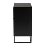 Load image into Gallery viewer, Baxton Studio Declan Mid-Century Modern Espresso Brown Finished Wood And Natural Rattan 2-Door Storage Cabinet
