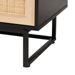 Load image into Gallery viewer, Baxton Studio Declan Mid-Century Modern Espresso Brown Finished Wood And Natural Rattan 2-Door Storage Cabinet
