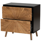 Load image into Gallery viewer, Baxton Studio Richardson Mid-Century Transitional Two-Tone Black And Natural Brown Finished Wood 2-Drawer Storage Cabinet
